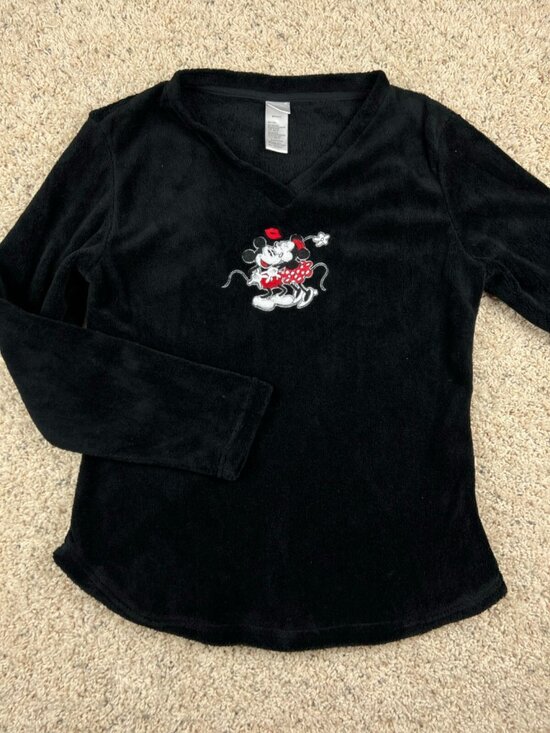 Disney Other - Disney Sweater Youth Medium Black Sweatshirt V Neck Mickey Mouse Girls Minnie